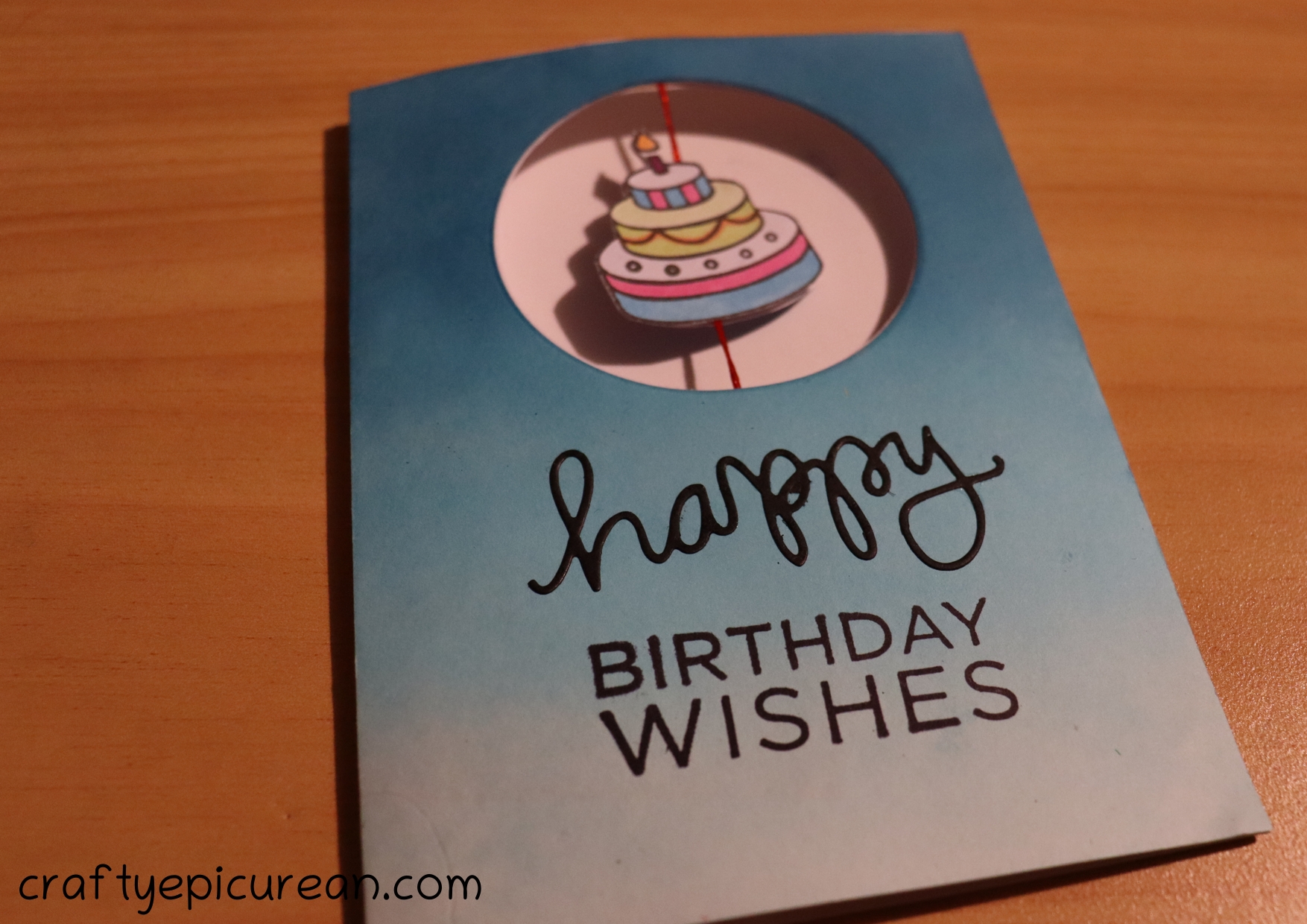 Blue Ombre Spinning Cake Birthday Card