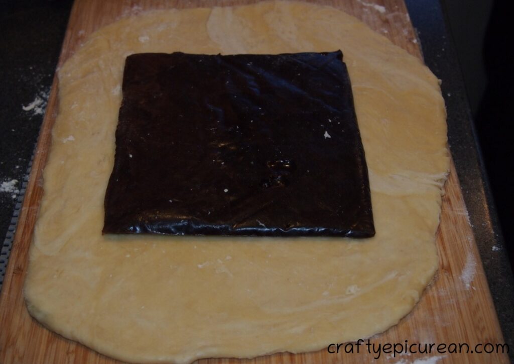 Chocolate Wassant Chocolate Paste on Dough