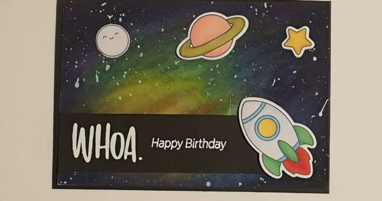 Watercolor Galaxy Space Themed Birthday Card