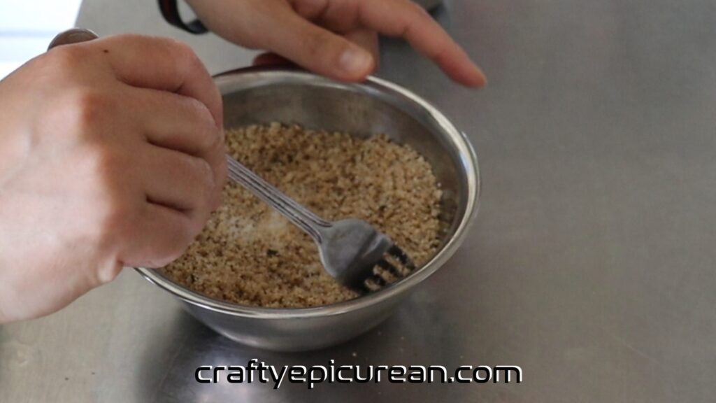 Mixing Walnuts Meal and Sugar