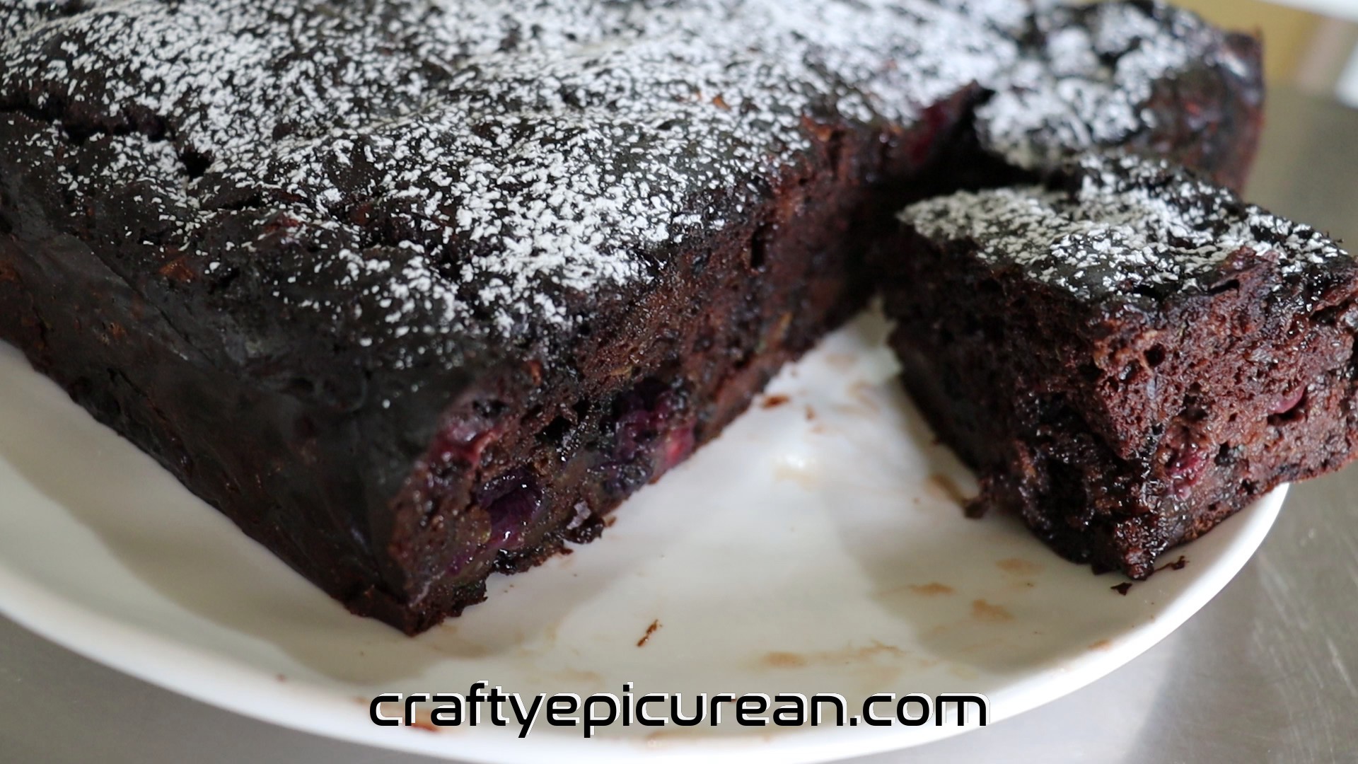 Chocolate Courgette Blueberry Cake